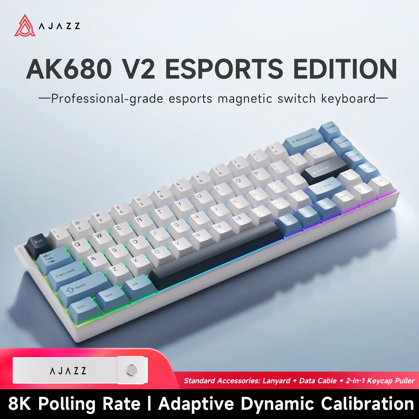 AJAZZ AK680 V2 Gaming mechanical keyboard RGB E-sports magnetic switch 8K Polling Rate 128K Ultra-high Scan Rate Aluminum Alloy Positioning Plate Ribbon Design - Image 20