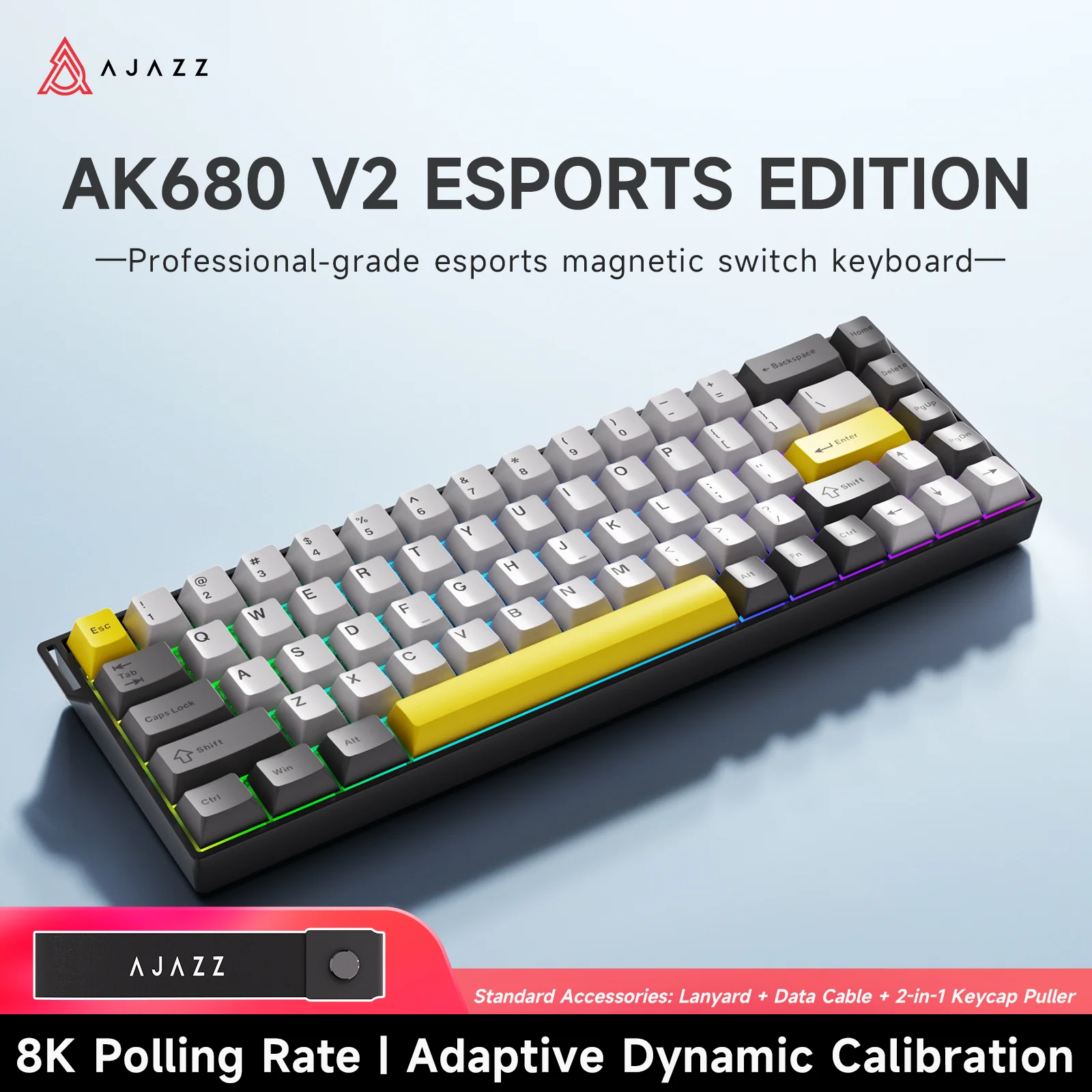 AJAZZ AK680 V2 Gaming mechanical keyboard RGB E-sports magnetic switch 8K Polling Rate 128K Ultra-high Scan Rate Aluminum Alloy Positioning Plate Ribbon Design - Image 23