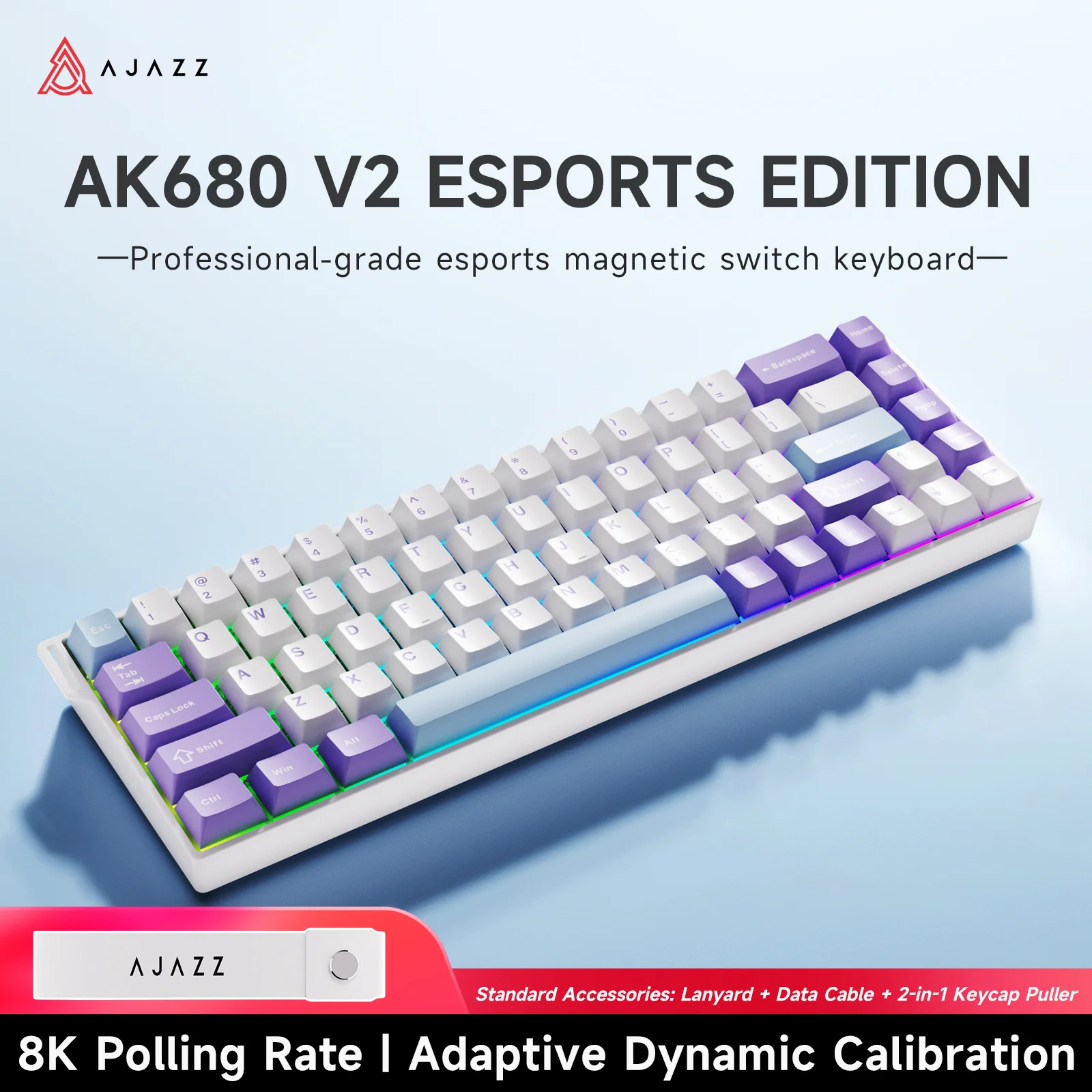 AJAZZ AK680 V2 Gaming mechanical keyboard RGB E-sports magnetic switch 8K Polling Rate 128K Ultra-high Scan Rate Aluminum Alloy Positioning Plate Ribbon Design - Image 24