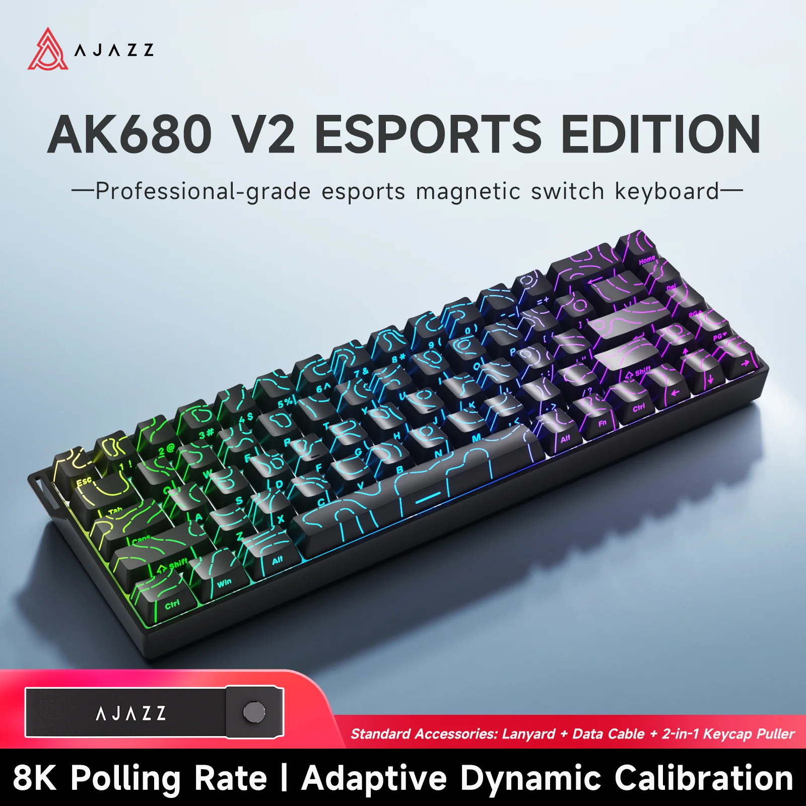 AJAZZ AK680 V2 Gaming mechanical keyboard RGB E-sports magnetic switch 8K Polling Rate 128K Ultra-high Scan Rate Aluminum Alloy Positioning Plate Ribbon Design - Image 26