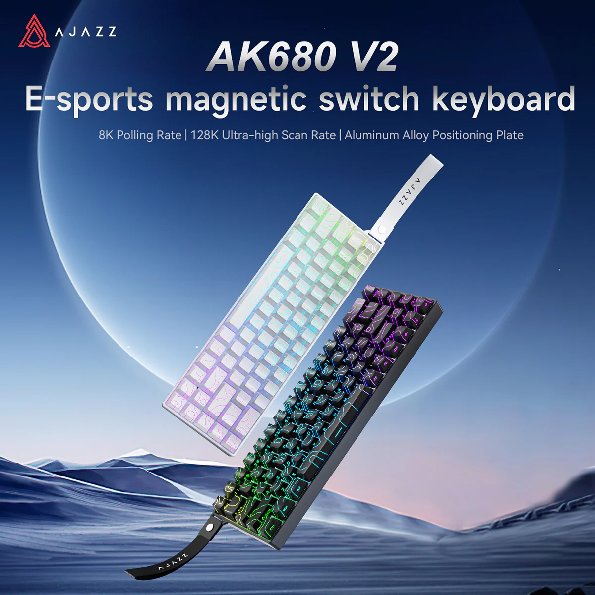 AJAZZ AK680 V2 Gaming mechanical keyboard RGB E-sports magnetic switch 8K Polling Rate 128K Ultra-high Scan Rate Aluminum Alloy Positioning Plate Ribbon Design - Image 3