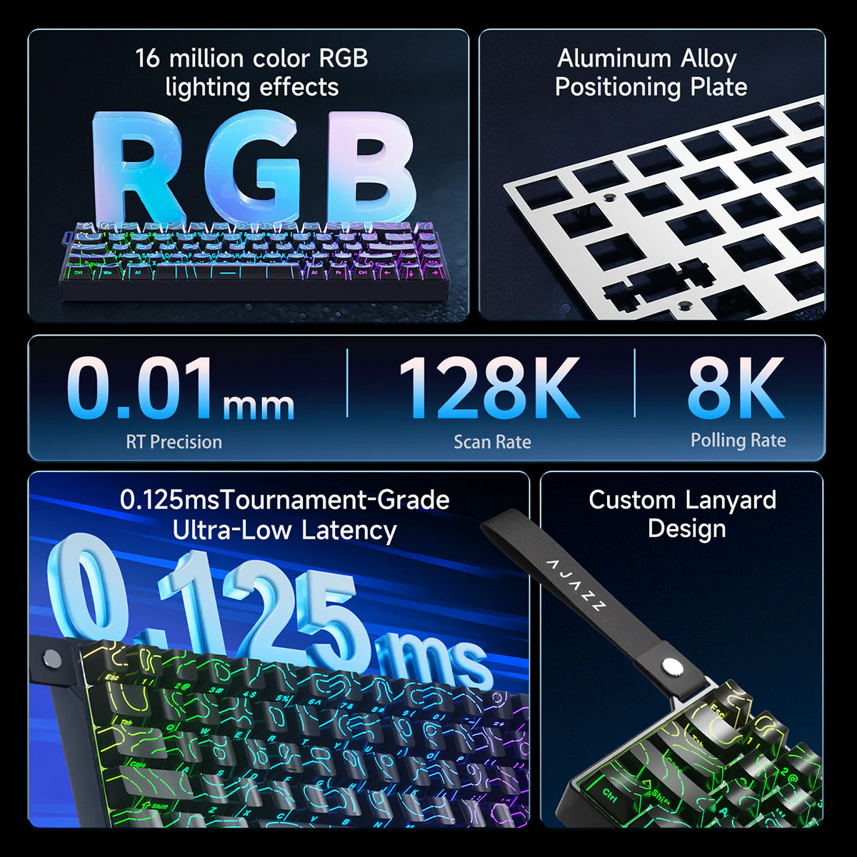 AJAZZ AK680 V2 Gaming mechanical keyboard RGB E-sports magnetic switch 8K Polling Rate 128K Ultra-high Scan Rate Aluminum Alloy Positioning Plate Ribbon Design - Image 4