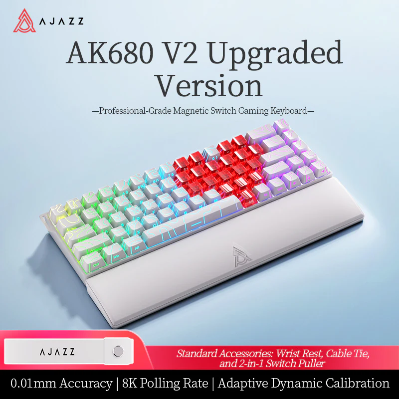 AJAZZ AK680 V2 Gaming mechanical keyboard RGB E-sports magnetic switch 8K Polling Rate 128K Ultra-high Scan Rate Aluminum Alloy Positioning Plate Ribbon Design - Image 41