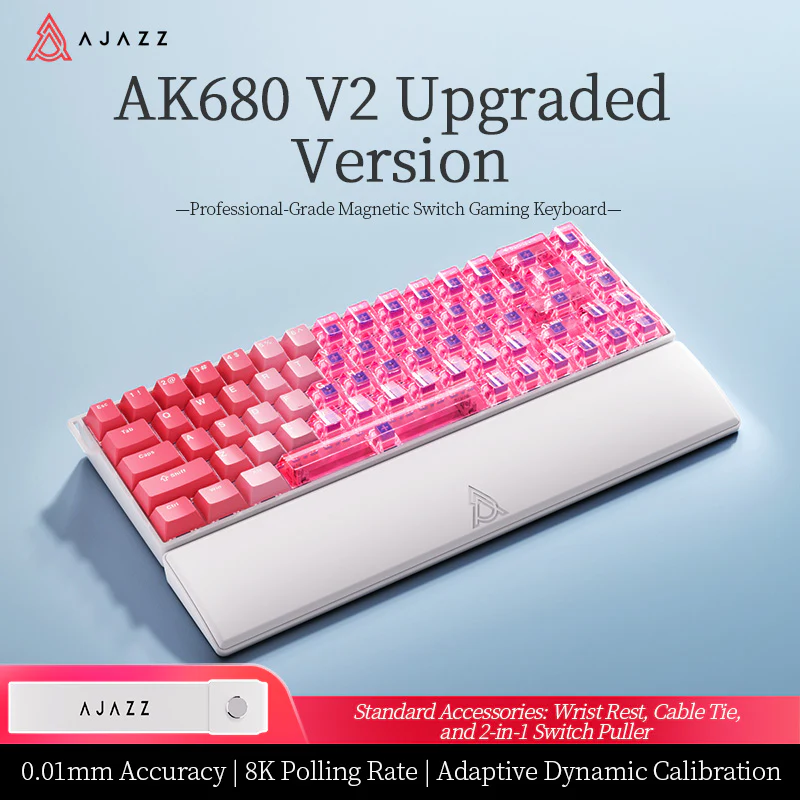 AJAZZ AK680 V2 Gaming mechanical keyboard RGB E-sports magnetic switch 8K Polling Rate 128K Ultra-high Scan Rate Aluminum Alloy Positioning Plate Ribbon Design - Image 42