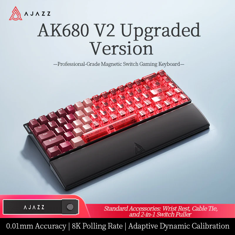 AJAZZ AK680 V2 Gaming mechanical keyboard RGB E-sports magnetic switch 8K Polling Rate 128K Ultra-high Scan Rate Aluminum Alloy Positioning Plate Ribbon Design - Image 43