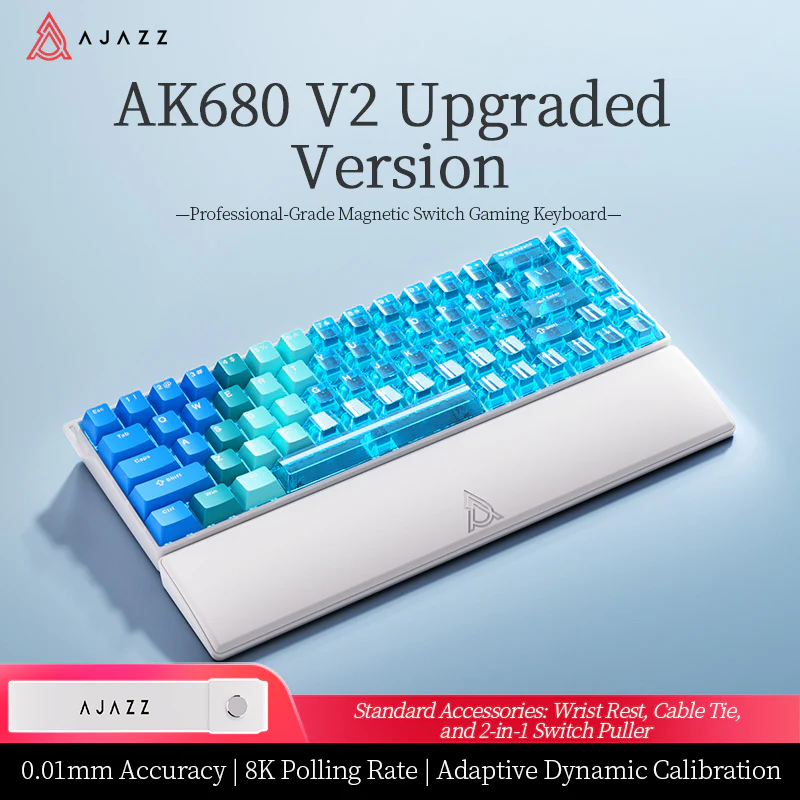 AJAZZ AK680 V2 Gaming mechanical keyboard RGB E-sports magnetic switch 8K Polling Rate 128K Ultra-high Scan Rate Aluminum Alloy Positioning Plate Ribbon Design - Image 44