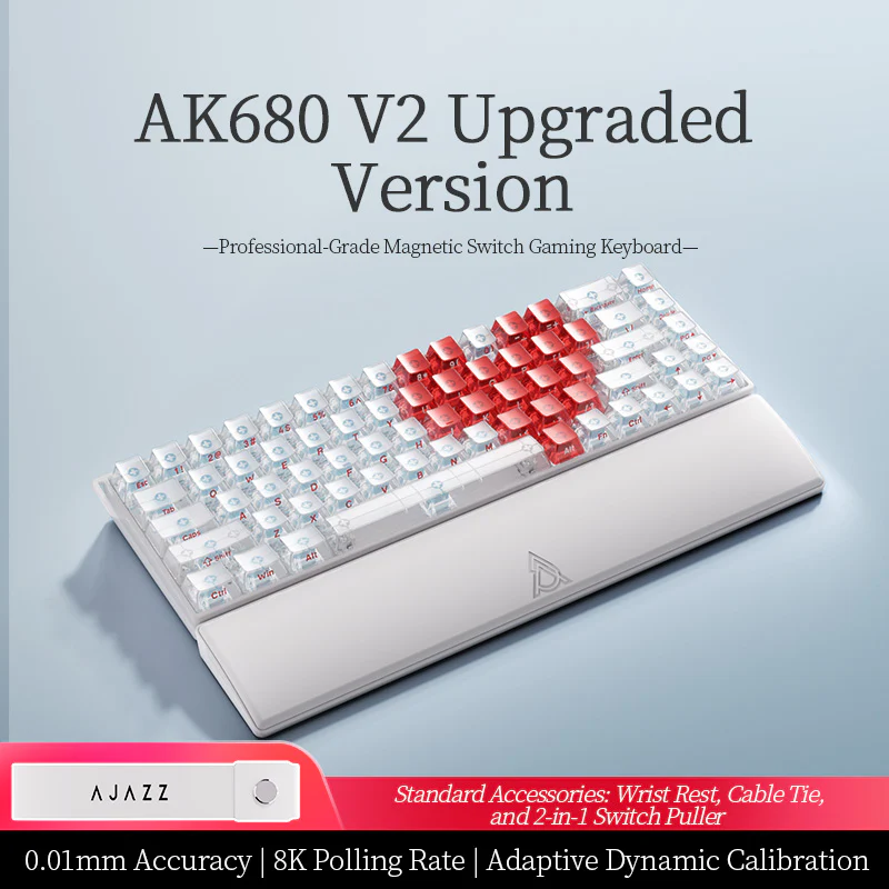 AJAZZ AK680 V2 Gaming mechanical keyboard RGB E-sports magnetic switch 8K Polling Rate 128K Ultra-high Scan Rate Aluminum Alloy Positioning Plate Ribbon Design - Image 45