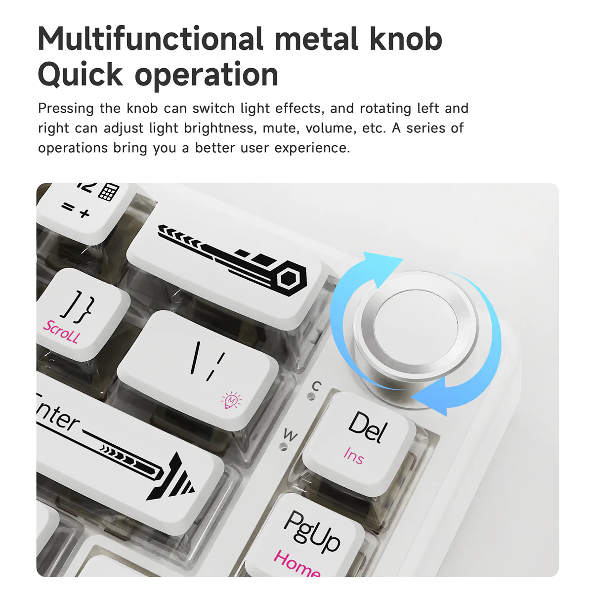 AJAZZ AK690 68-key mechanical keyboard with ergonomic design hot-swappable keys plug and play multi-color backlight multi-function knob. - Image 11