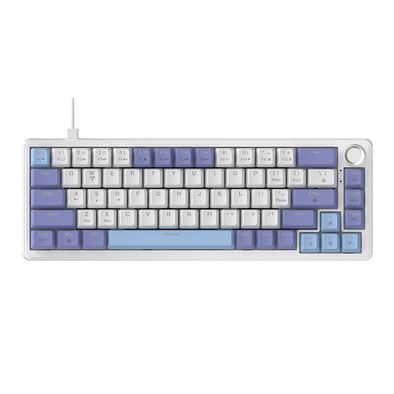 AJAZZ AK690 68-key mechanical keyboard with ergonomic design hot-swappable keys plug and play multi-color backlight multi-function knob. - Image 16
