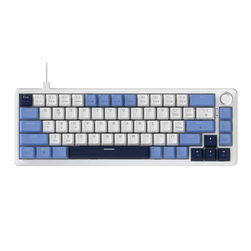 AJAZZ AK690 68-key mechanical keyboard with ergonomic design hot-swappable keys plug and play multi-color backlight multi-function knob. - Image 17