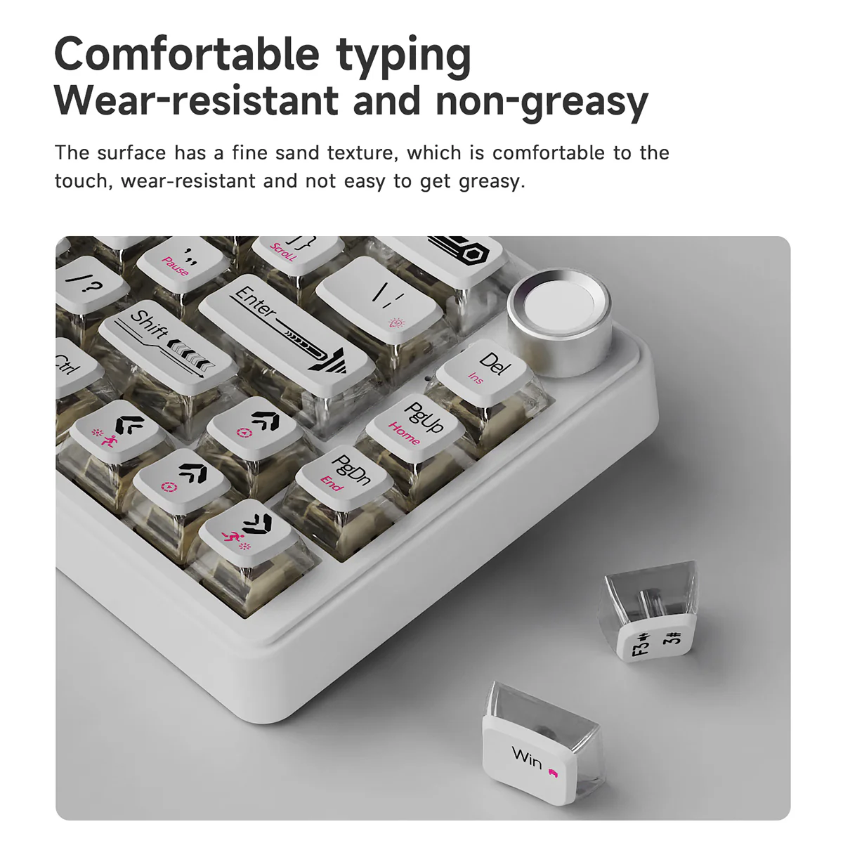 AJAZZ AK690 68-key mechanical keyboard with ergonomic design hot-swappable keys plug and play multi-color backlight multi-function knob. - Image 7