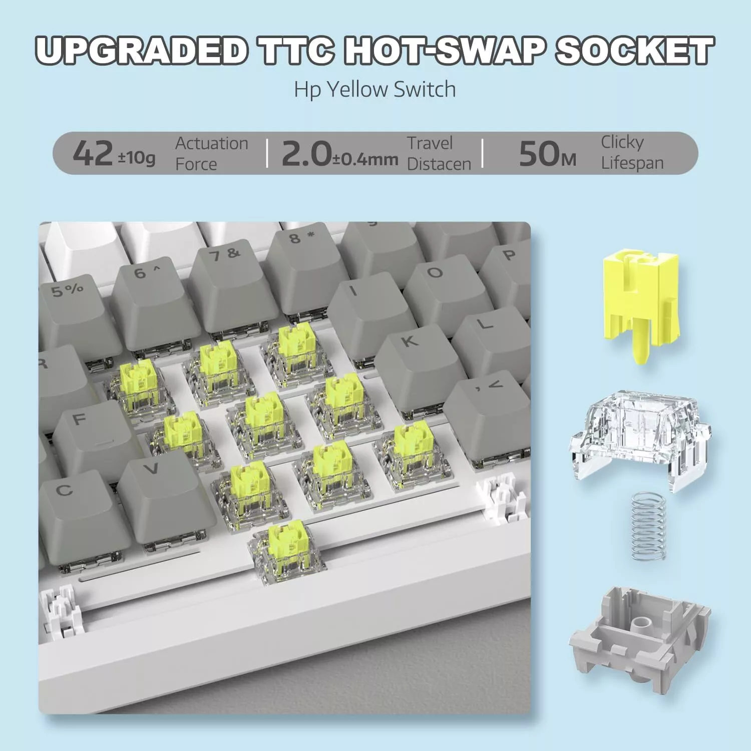 AJAZZ AK820 Mechanical Keyboard Hot Swapping 75% Layout with Knob Supprt win & Mac - Image 12
