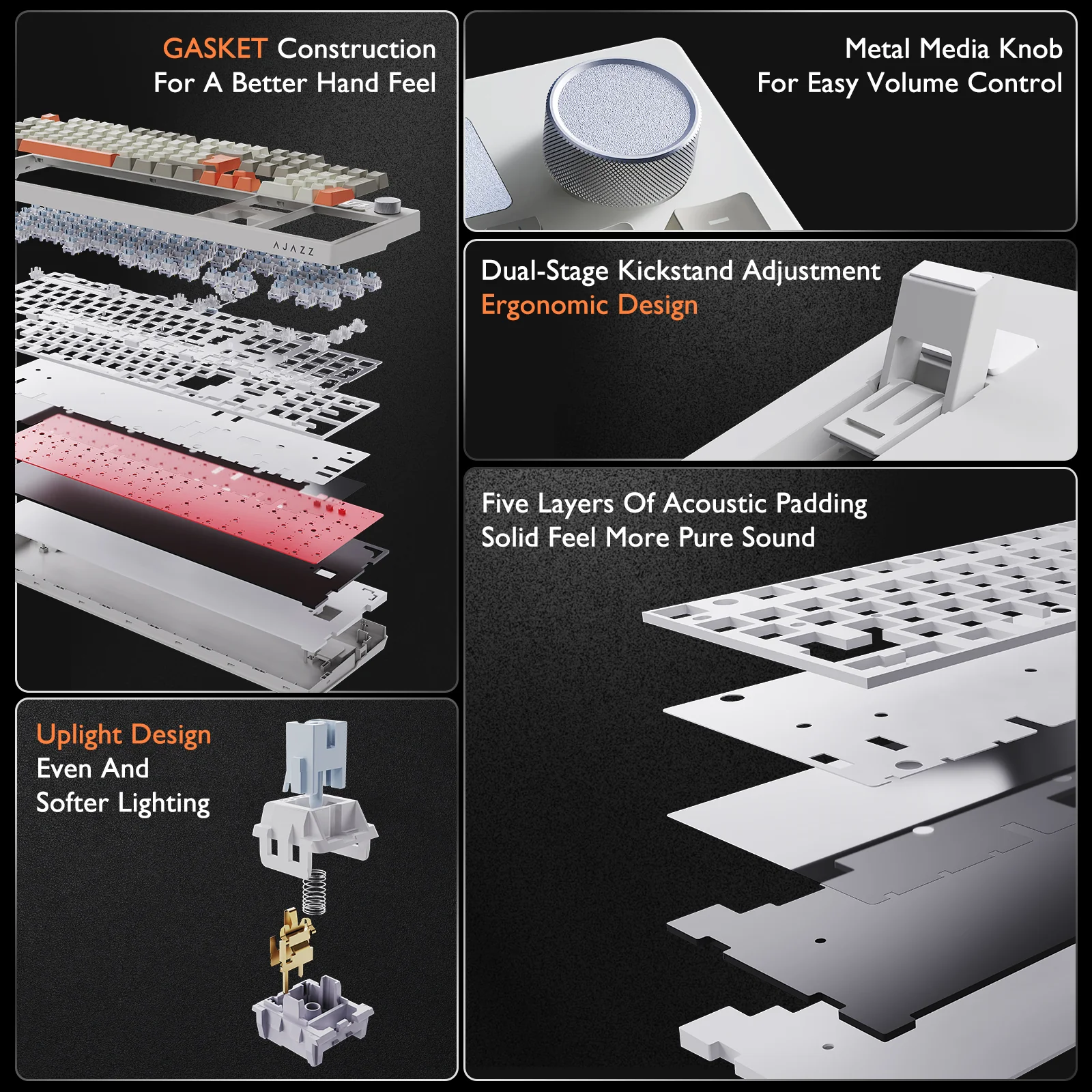 German Ajazz AK35i V3 Wired Mechanical Keyboard QWERTZ Full-size 104-key layout, hot-swappable PBT Color-Coded Keycaps - Image 6