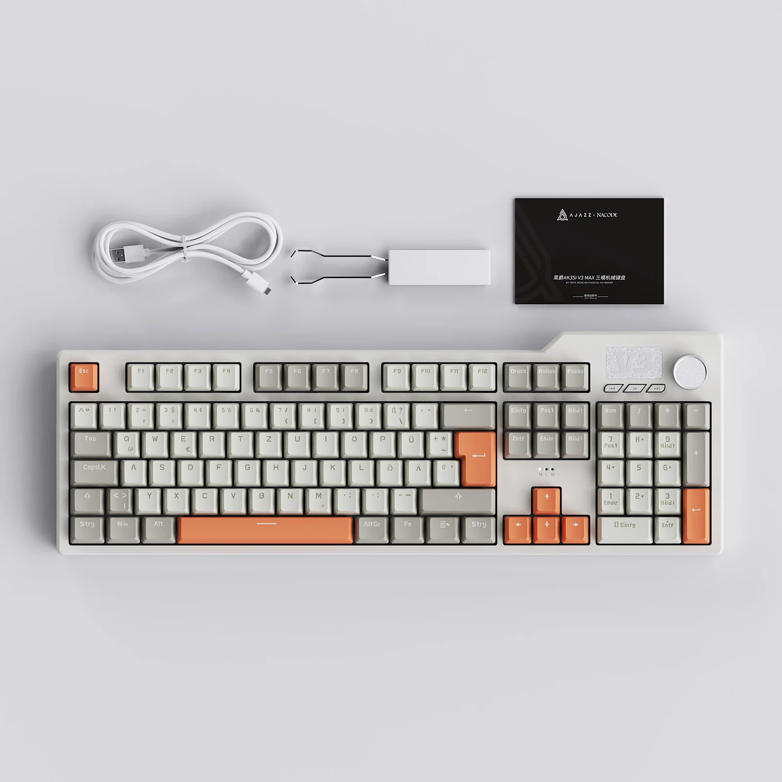 German Ajazz AK35i V3 Wired Mechanical Keyboard QWERTZ Full-size 104-key layout, hot-swappable PBT Color-Coded Keycaps - Image 8