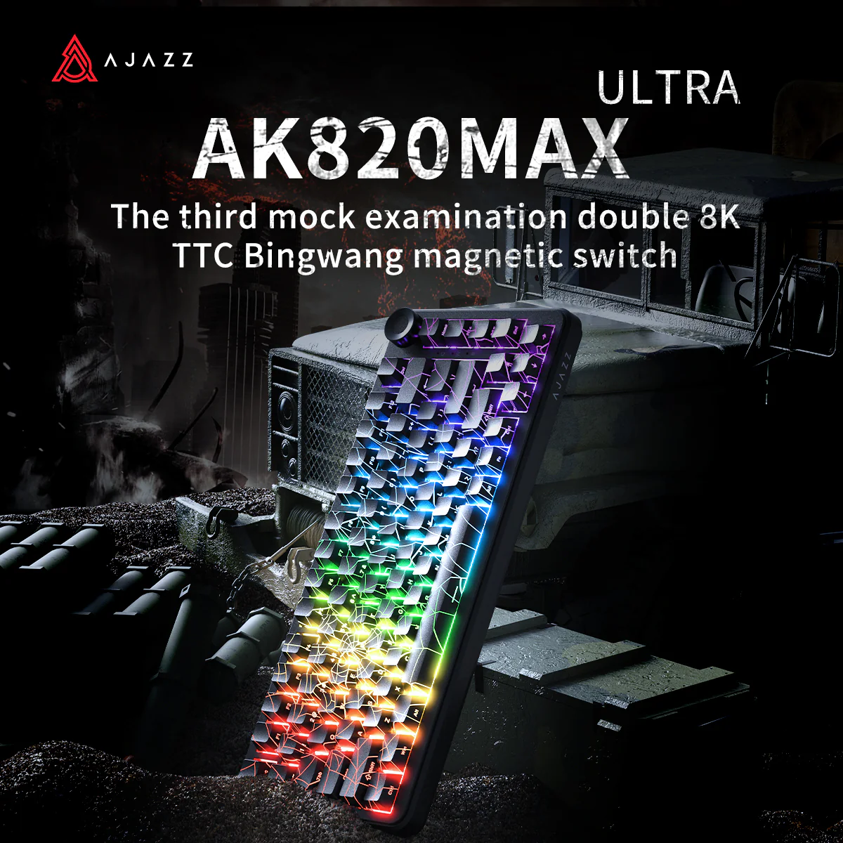 AJAZZ AK820 MAX Ultra HE Magnetic axis wireless gaming keyboard wired/2.4G wireless/Bluetooth Global accuracy 0.01mm accuracy Rate of return 8+8K suitable for gaming - Image 3