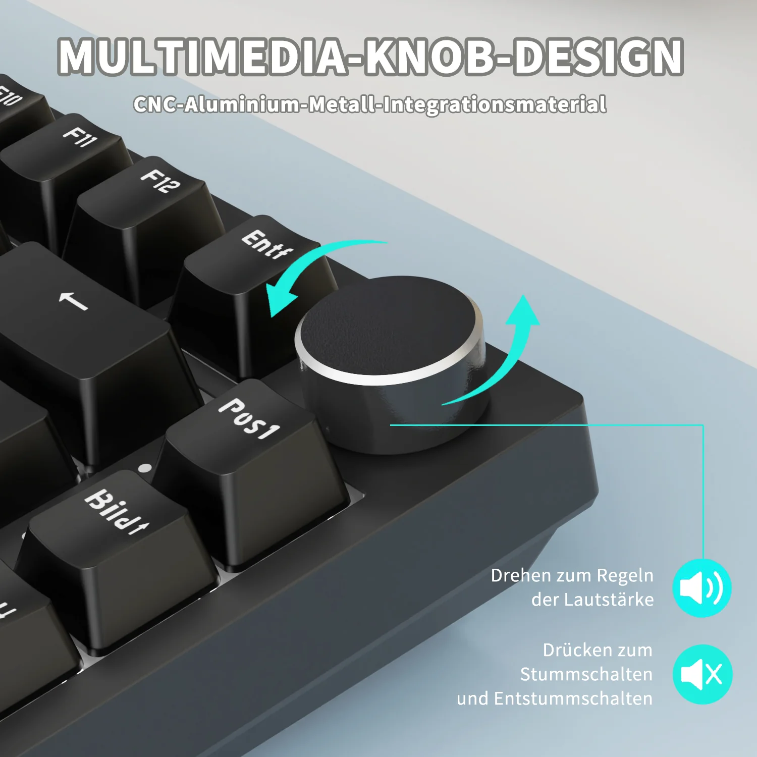 German version AJAZZ AK820 Mechanical Keyboard German keyboard ISO-DE layout QWERTZ Hot-swappable volume rotary button - Image 11