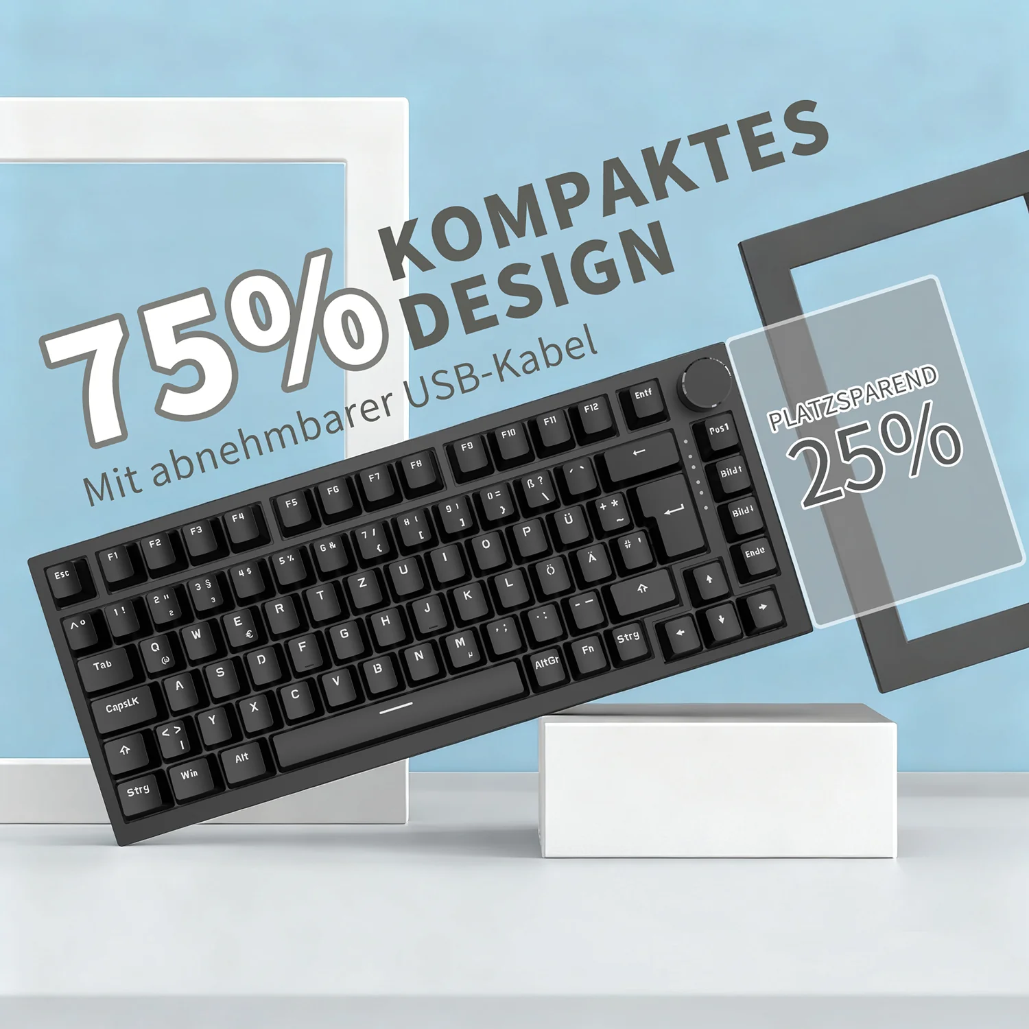 German version AJAZZ AK820 Mechanical Keyboard German keyboard ISO-DE layout QWERTZ Hot-swappable volume rotary button - Image 13