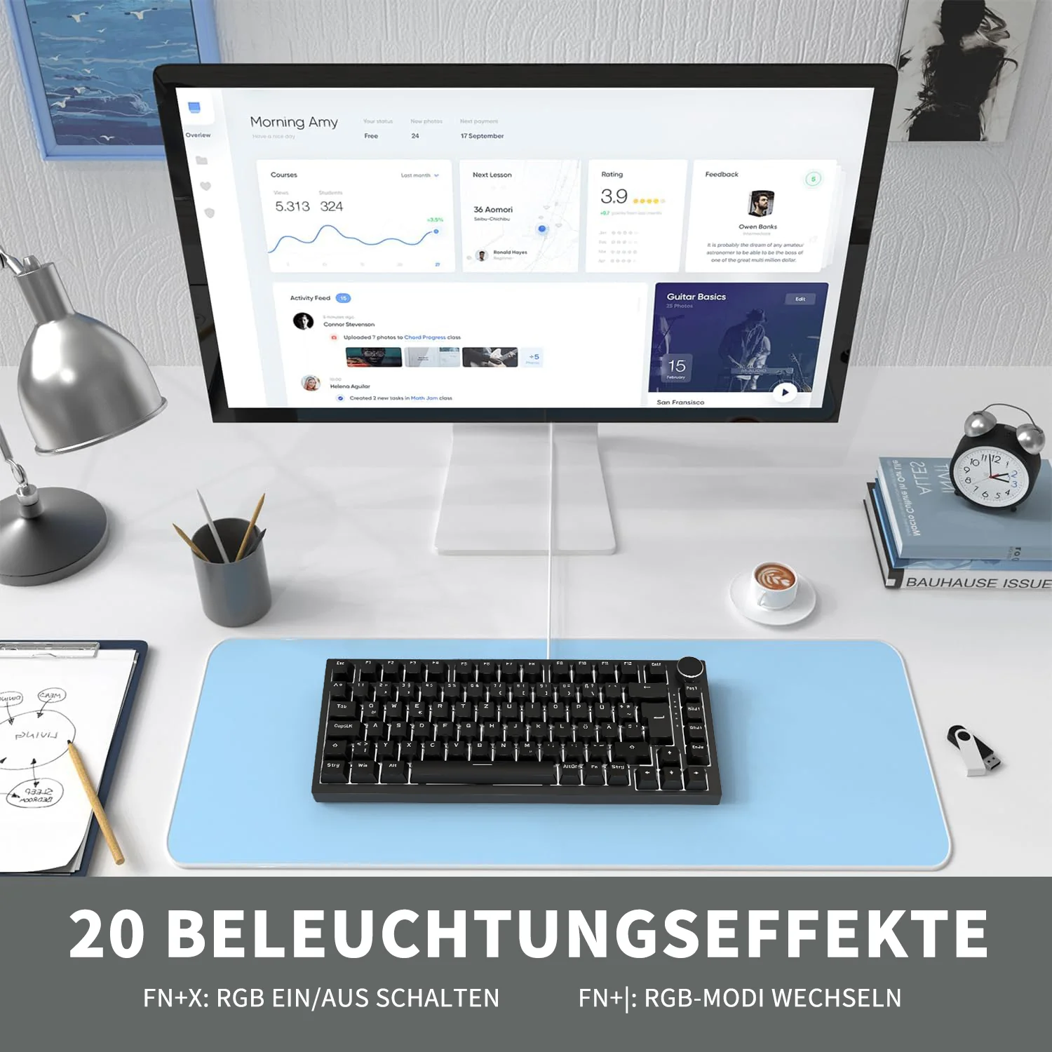 German version AJAZZ AK820 Mechanical Keyboard German keyboard ISO-DE layout QWERTZ Hot-swappable volume rotary button - Image 14