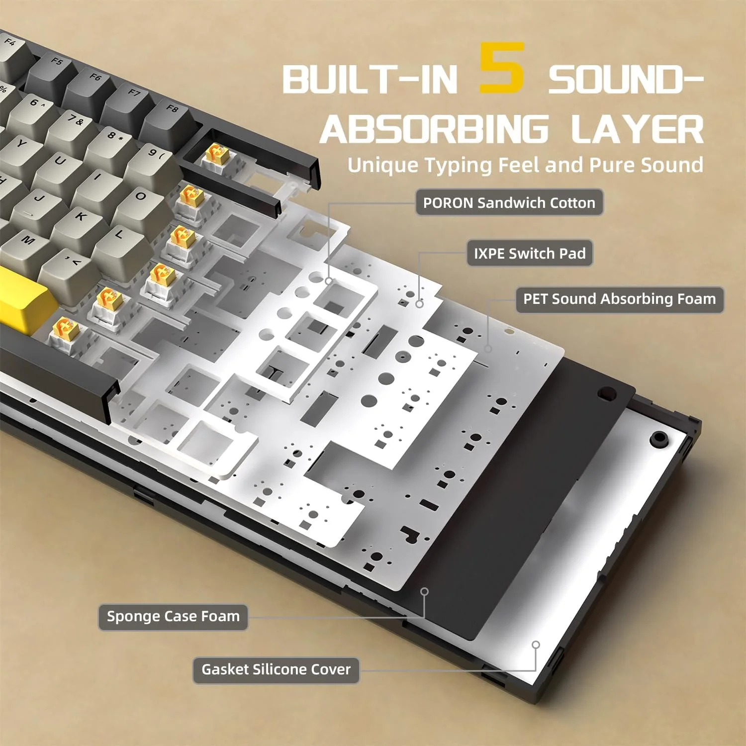 German version AJAZZ AK820 Mechanical Keyboard German keyboard ISO-DE layout QWERTZ Hot-swappable volume rotary button - Image 6