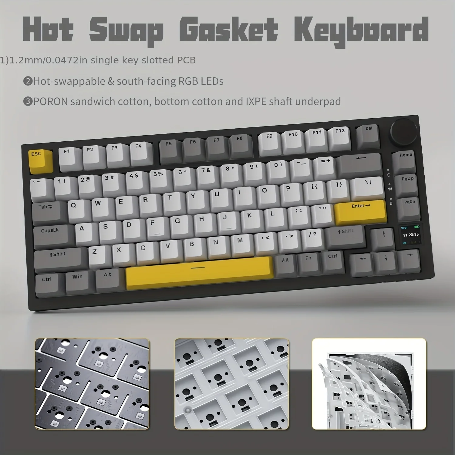 AJAZZ AK820 PRO Mechanical Keyboard TFT Screen Bluetooth /2.4G wireless /Wired Mode RGB Hot-Swap Compatible with Windows/Mac - Image 10