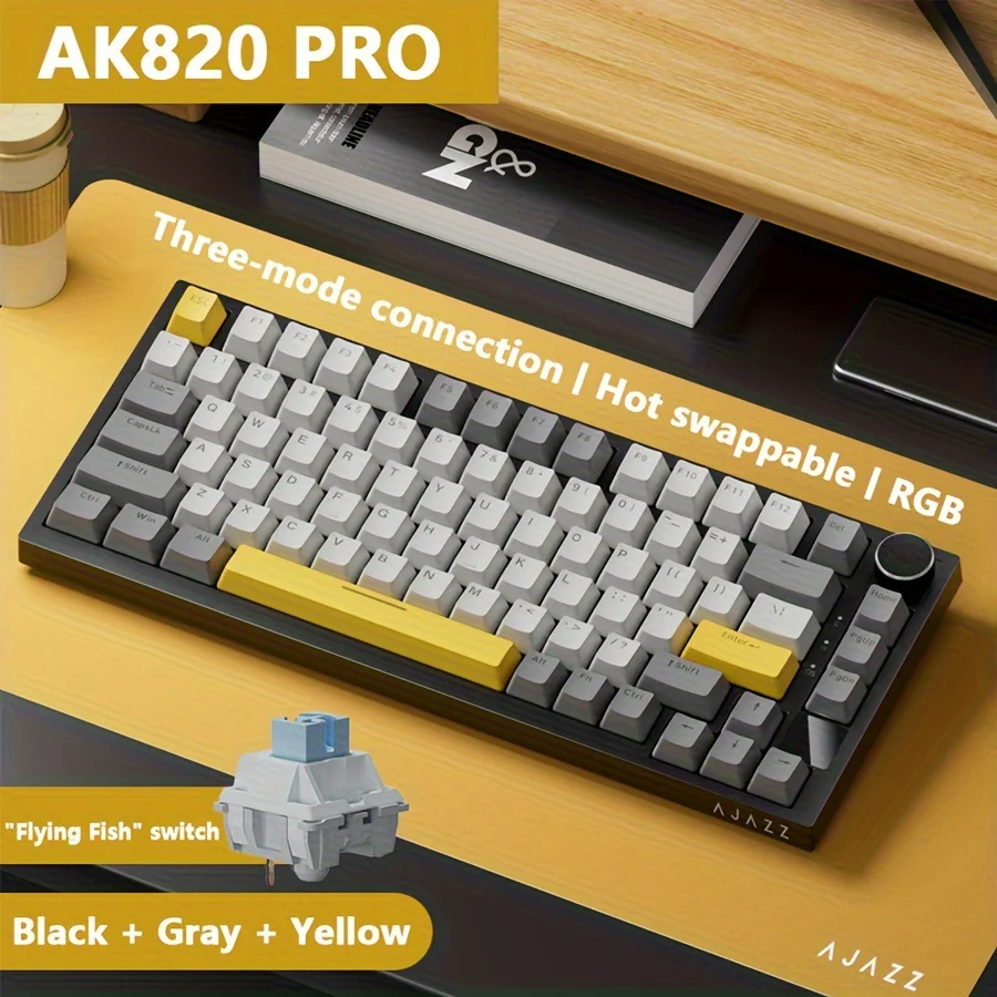 AJAZZ AK820 PRO Mechanical Keyboard TFT Screen Bluetooth /2.4G wireless /Wired Mode RGB Hot-Swap Compatible with Windows/Mac - Image 13