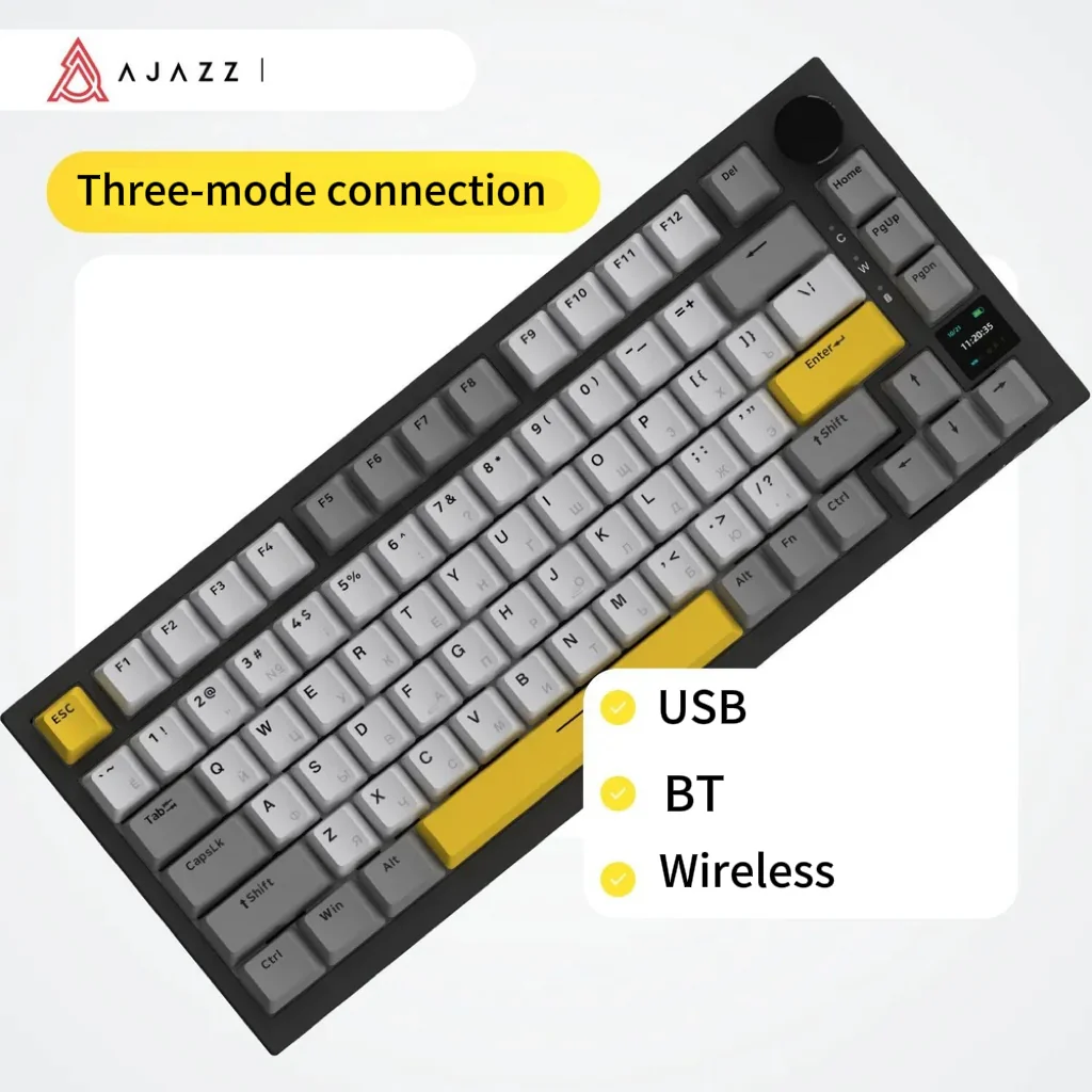 AJAZZ AK820 PRO Mechanical Keyboard TFT Screen Bluetooth /2.4G wireless /Wired Mode RGB Hot-Swap Compatible with Windows/Mac - Image 15