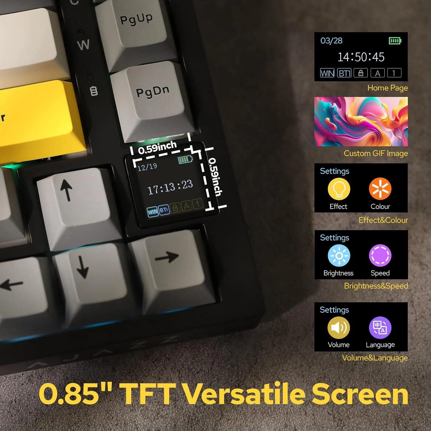 AJAZZ AK820 PRO Mechanical Keyboard TFT Screen Bluetooth /2.4G wireless /Wired Mode RGB Hot-Swap Compatible with Windows/Mac - Image 6