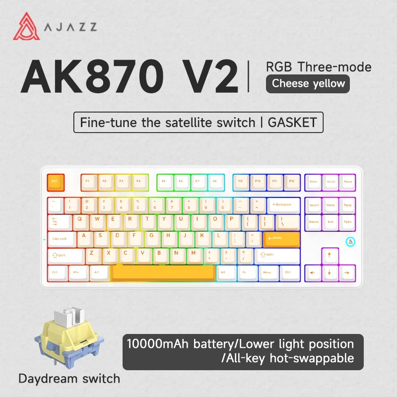 AJAZZ AK870 V2 Keyboard Gaming Mechanical Keyboard  10000mAh Wired/Wireless Bluetooth Gaming Keyboard - Image 14