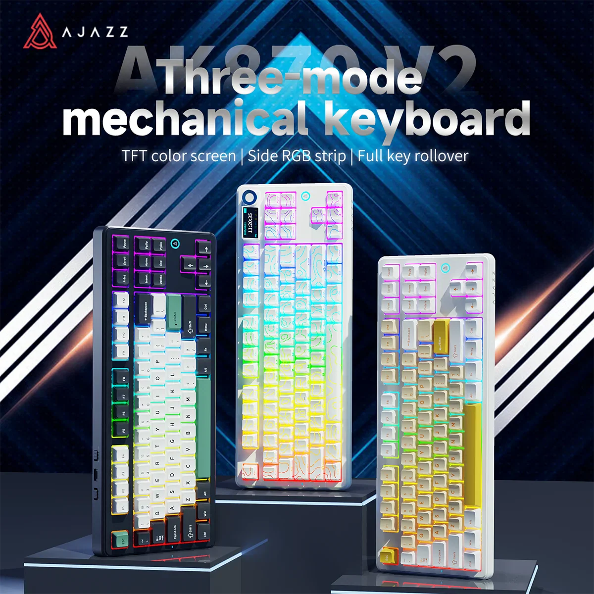 AJAZZ AK870 V2 Keyboard Gaming Mechanical Keyboard  10000mAh Wired/Wireless Bluetooth Gaming Keyboard - Image 5