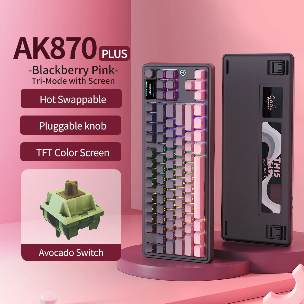 AJAZZ AK870 Plus Gaming Mechanical Keyboard 8000mAh Bluetooth/2.4G Wireless/Wired 5-layer Sound Triple Mode Dampening - Image 13