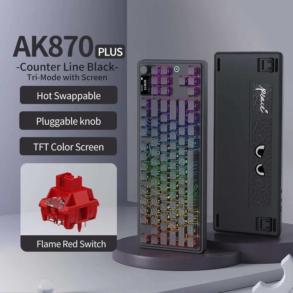 AJAZZ AK870 Plus Gaming Mechanical Keyboard 8000mAh Bluetooth/2.4G Wireless/Wired 5-layer Sound Triple Mode Dampening - Image 16