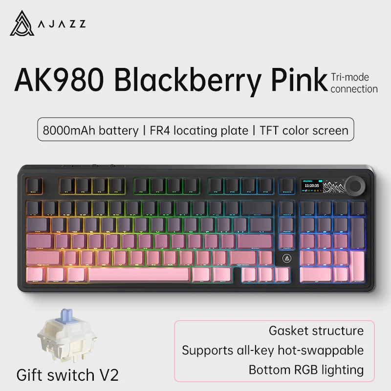 AJAZZ AK980 Gaming Mechanical Keyboard 8000mAh battery Hot-swappable switch - Image 15