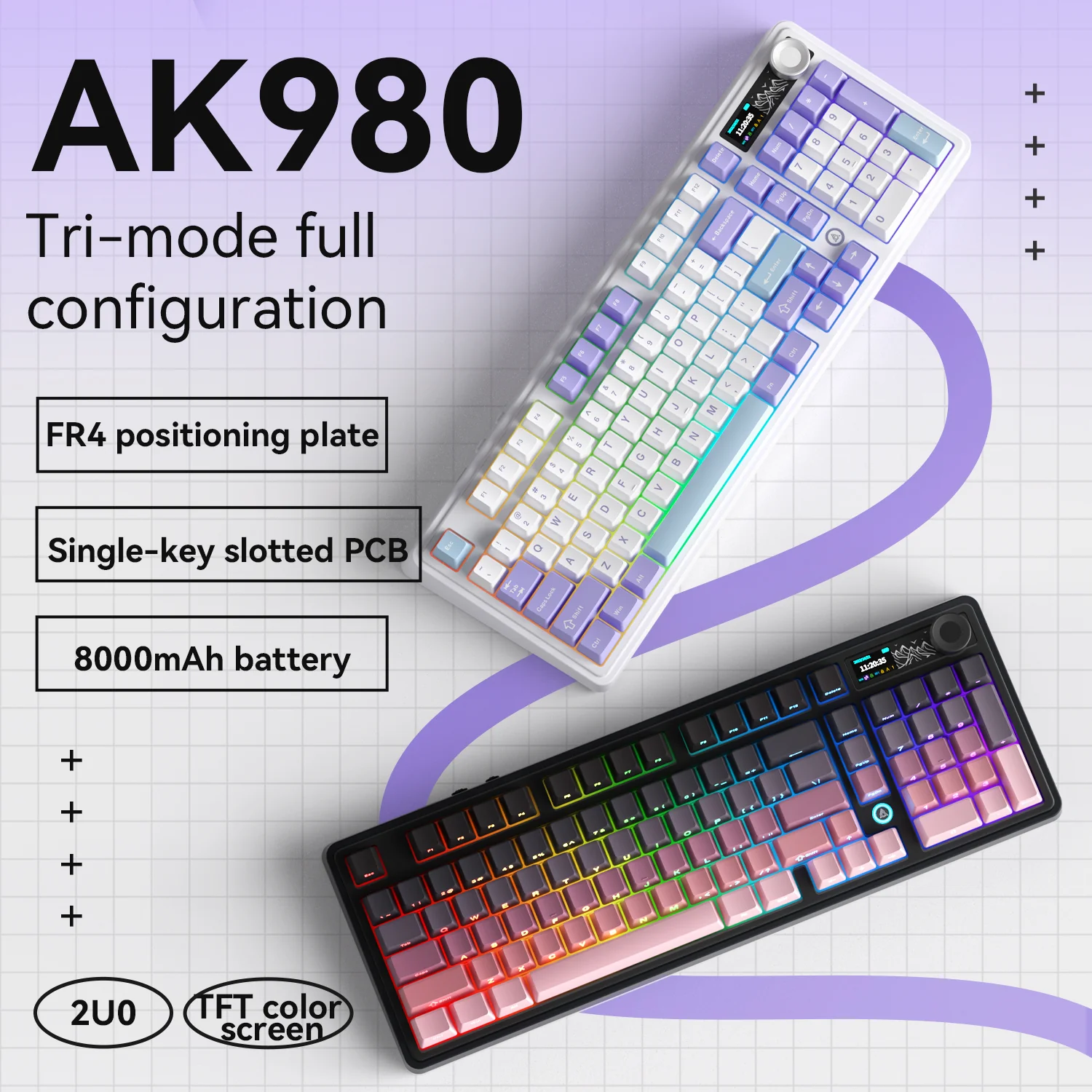 AJAZZ AK980 Gaming Mechanical Keyboard 8000mAh battery Hot-swappable switch - Image 3