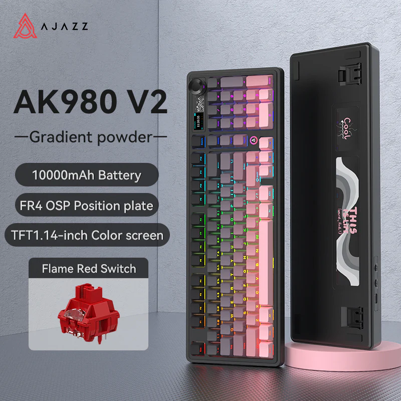 AJAZZ AK980 V2 Gaming Mechanical Keyboard 5000mAh/10000mAh Hot swappable Bluetooth/2.4G Wireless /Wired - Image 28