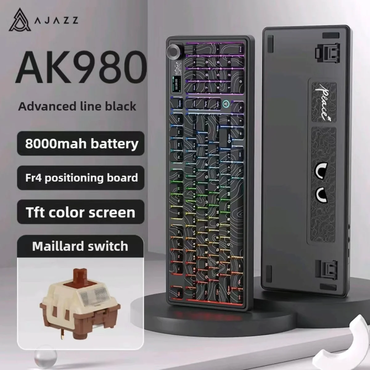 AJAZZ AK980 V2 Gaming Mechanical Keyboard 5000mAh/10000mAh Hot swappable Bluetooth/2.4G Wireless /Wired - Image 29