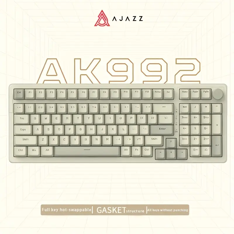 AJAZZ AK992 Retro Keyboard Hot-Swappable USB Gaming Keyboard with Red Switches - Image 2