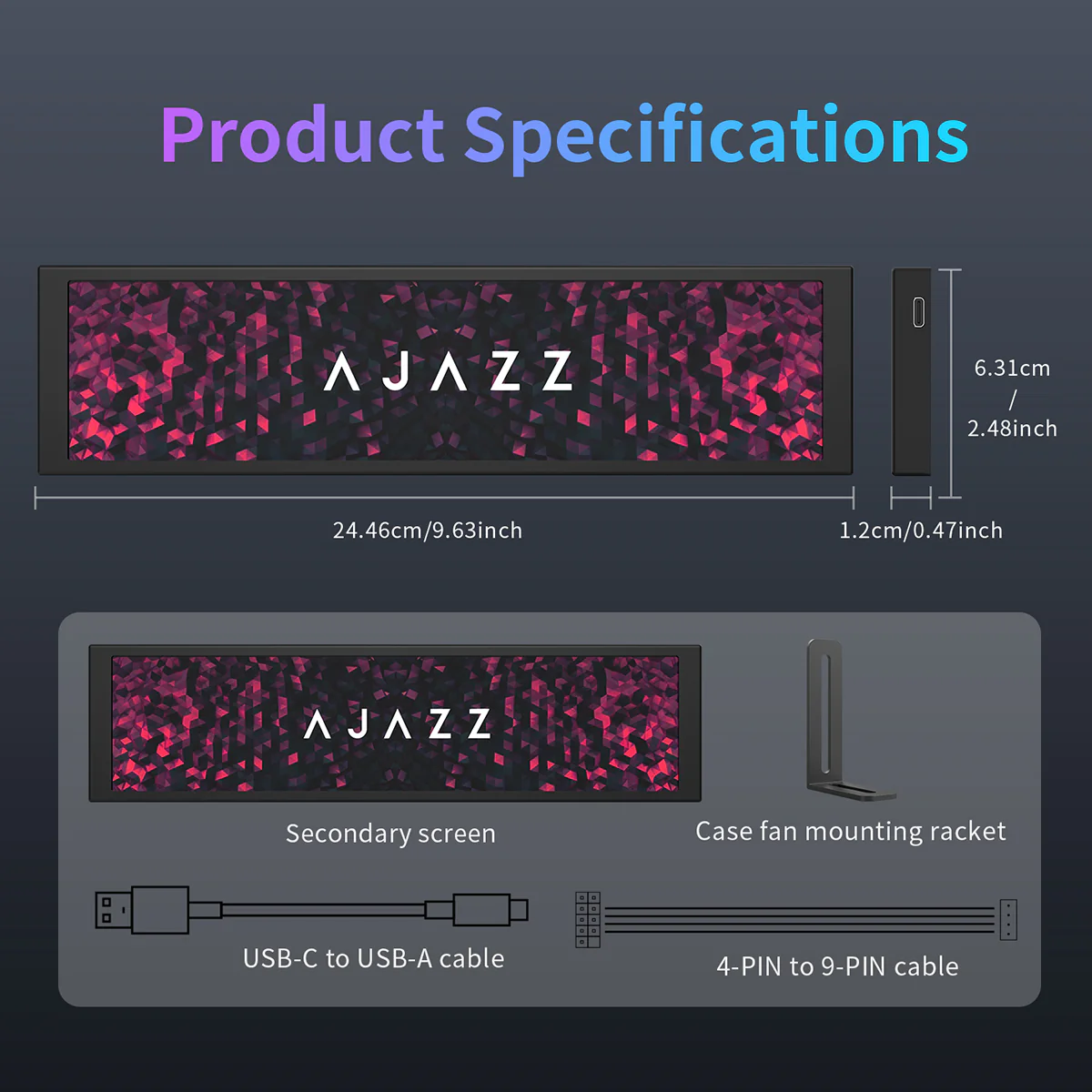 Ajazz AKP02 DIY Universal Secondary Screen 9.2 inches Supports setting dynamic videoas theme background - Image 8