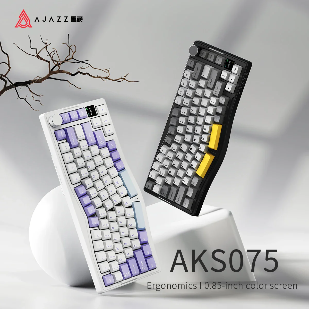 AJAZZ AKS075 Keyboard Three-Mode RGB Hot-Swappable with Screen - Image 3
