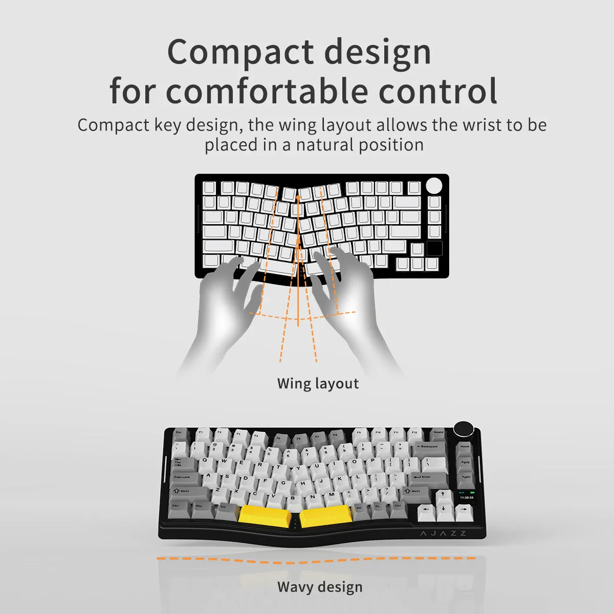 AJAZZ AKS075 Keyboard Three-Mode RGB Hot-Swappable with Screen - Image 6
