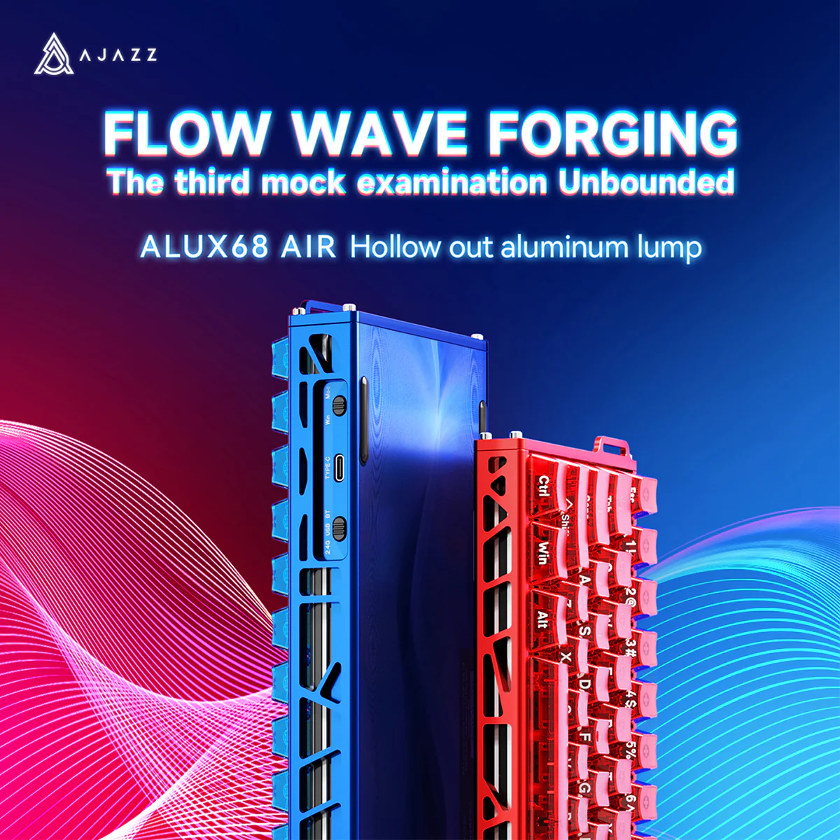 AJAZZ ALUX68 AIR Bingwang Magnetic Switch Dual 8K Mechanical Keyboard 5000mAh Long Battery Life Wired/wireless /2.4G wireless BT 16 Million Color RGBLighting Effect - Image 8