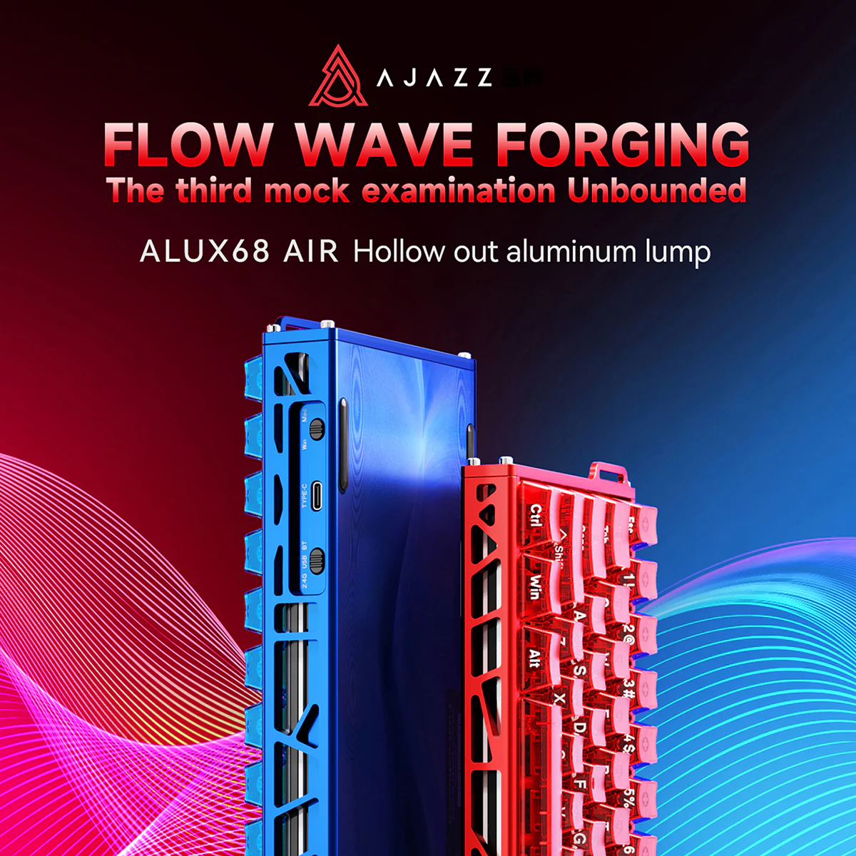 AJAZZ ALUX68 AIR Bingwang Magnetic Switch Dual 8K Mechanical Keyboard 5000mAh Long Battery Life Wired/wireless /2.4G wireless BT 16 Million Color RGBLighting Effect - Image 9