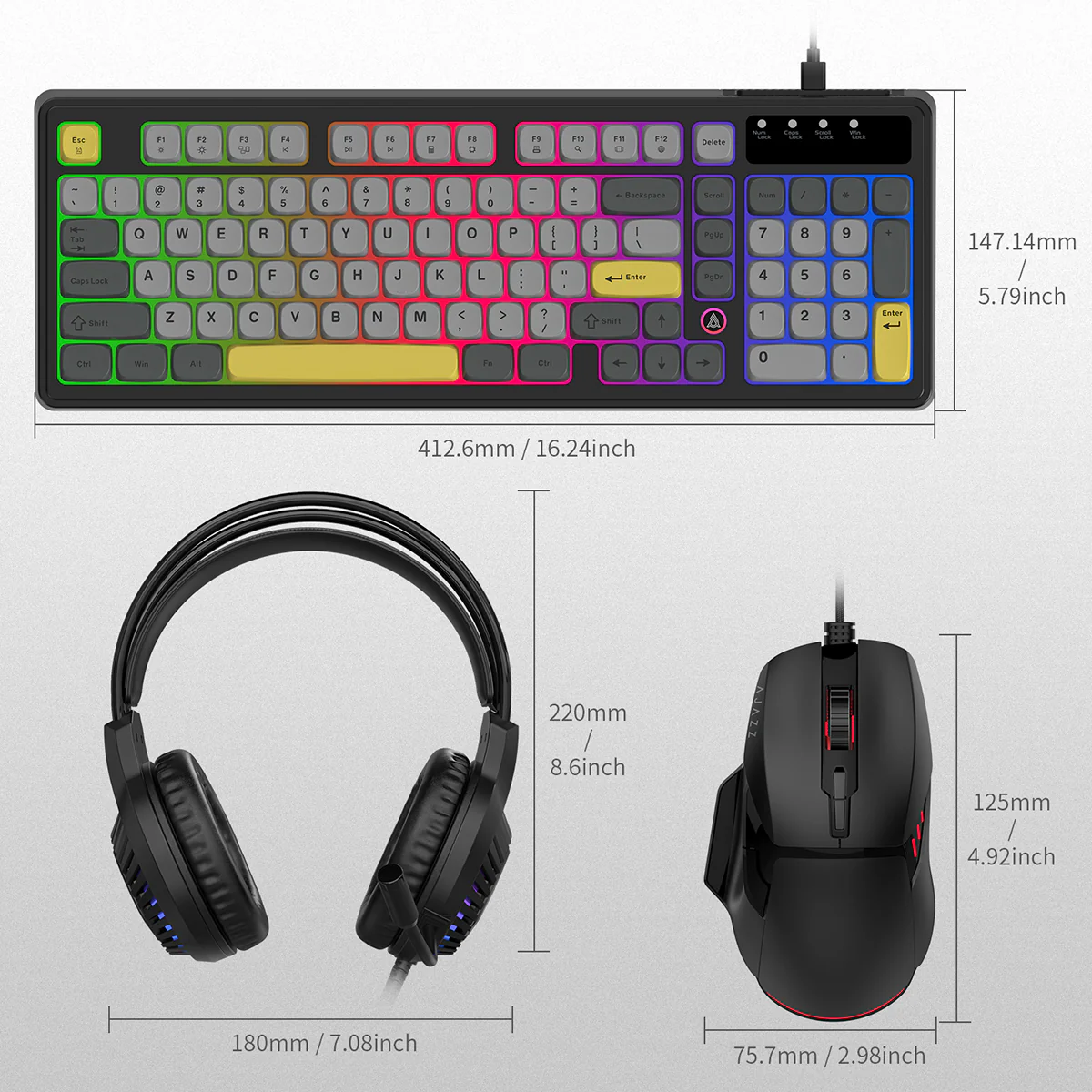 AJAZZ AT120 Three piece set ofe-sports games Cool iridescent lighting effect 97 key configuration - Image 3