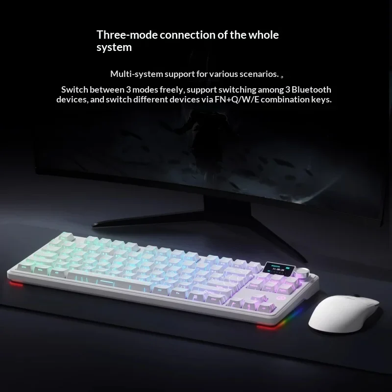 AJAZZ MK87/MK87 PRO 10000mAh long battery Wireless Bluetooth gaming mechanical keyboard life supports RGB lighting full key hot-swapping - Image 10