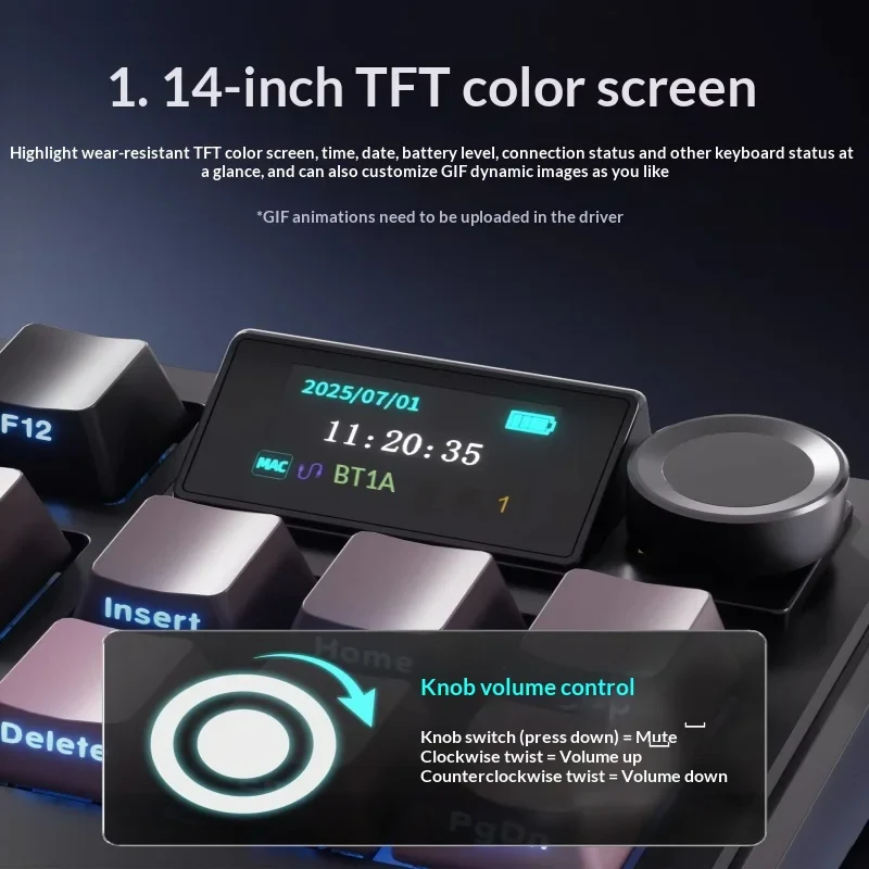 AJAZZ MK87/MK87 PRO 10000mAh long battery Wireless Bluetooth gaming mechanical keyboard life supports RGB lighting full key hot-swapping - Image 11
