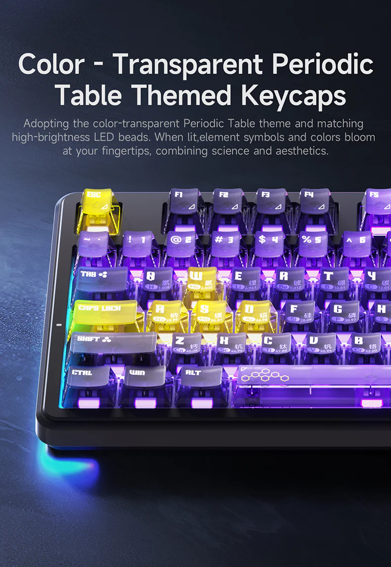 AJAZZ MK87/MK87 PRO 10000mAh long battery Wireless Bluetooth gaming mechanical keyboard life supports RGB lighting full key hot-swapping - Image 14