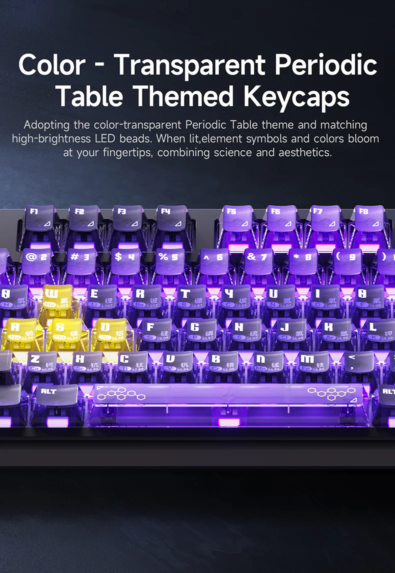 AJAZZ MK87/MK87 PRO 10000mAh long battery Wireless Bluetooth gaming mechanical keyboard life supports RGB lighting full key hot-swapping - Image 15