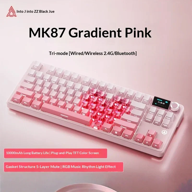 AJAZZ MK87/MK87 PRO 10000mAh long battery Wireless Bluetooth gaming mechanical keyboard life supports RGB lighting full key hot-swapping - Image 26
