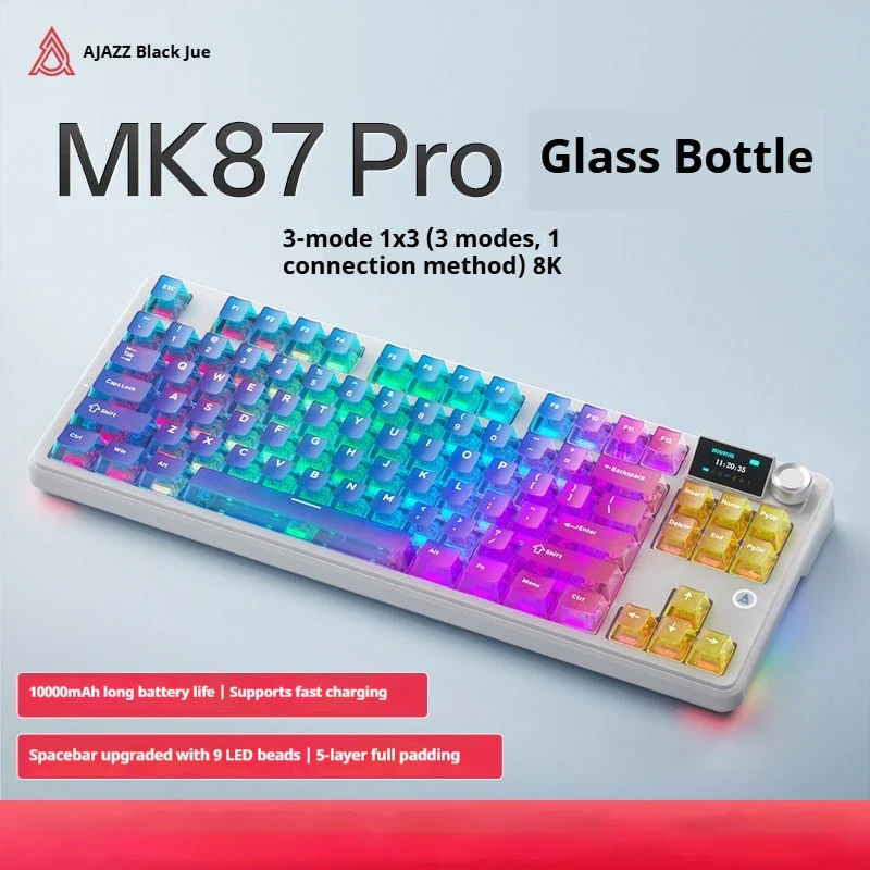 AJAZZ MK87/MK87 PRO 10000mAh long battery Wireless Bluetooth gaming mechanical keyboard life supports RGB lighting full key hot-swapping - Image 30