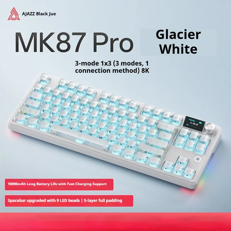 AJAZZ MK87/MK87 PRO 10000mAh long battery Wireless Bluetooth gaming mechanical keyboard life supports RGB lighting full key hot-swapping - Image 31