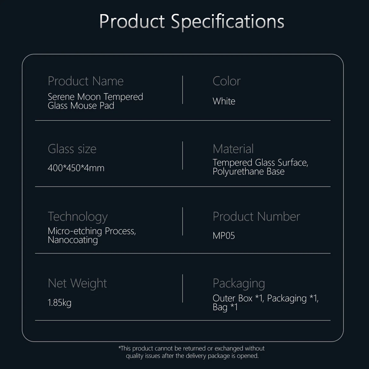 AJAZZ MP05 Tempered Glass Mouse Pad Precision Positioning Micro-etching Process Nano-coating Polyurethane Base Surface 450*400*4 - Image 6